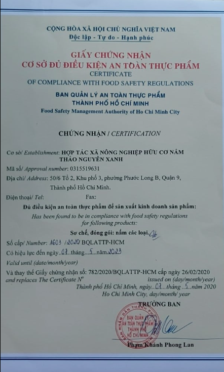 Chứng nhận ATTP